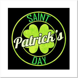 Shamrock In Round Logo For St. Patricks Day Posters and Art